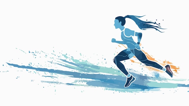 Dynamic Abstract of Young Female Athlete Running Outdoors