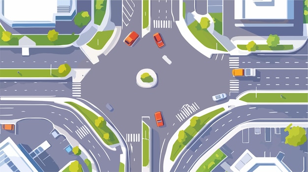 Vector dynamic aerial footage of urban intersection