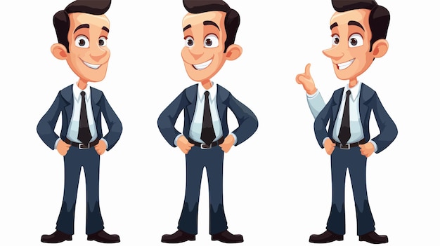 Vector dynamic animated businessman illustration on white background