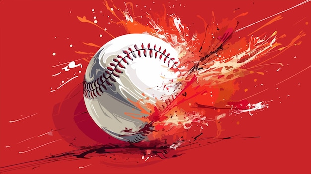 Vector dynamic baseball design on red background vector illustration