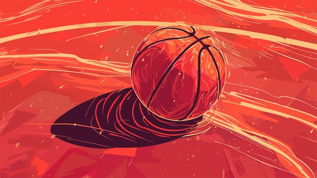 Dynamic Basketball Design on Red Background Vector Illustration