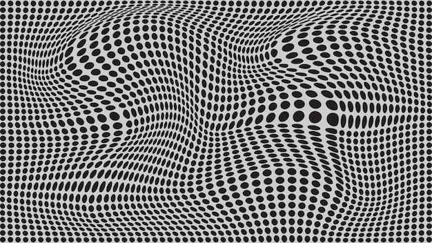 Dynamic black and white wave with optical effect A point illusion Distorted minds Vector illustration