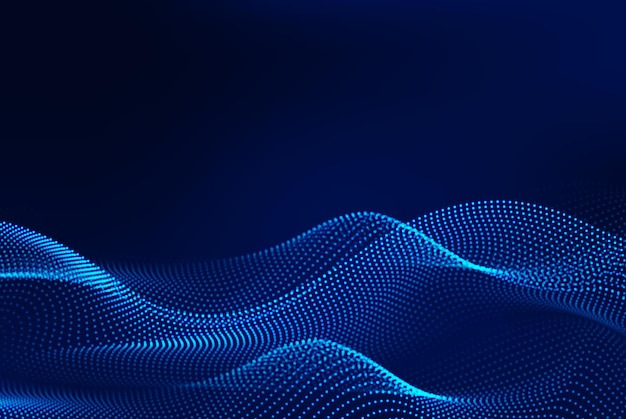 Dynamic blue particle wave Abstract sound visualization Digital structure of the wave flow of luminous particles