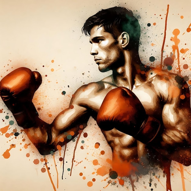 Vector dynamic boxer artwork with vibrant colors and powerful energy splashes