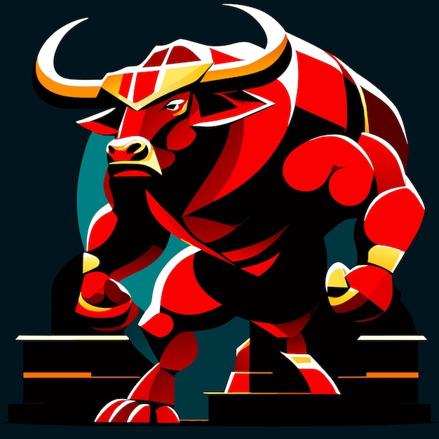 Dynamic Bull Vector Impactful in Dark Tones