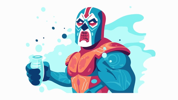 Vector dynamic cartoon illustration of a mexican luchador in action