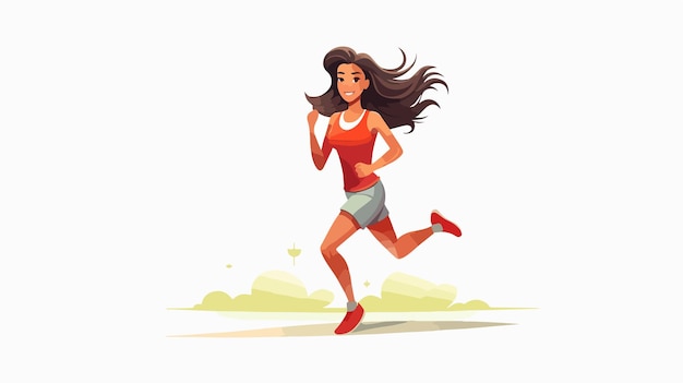 Dynamic Cartoon Vector Illustration of a Running Lady