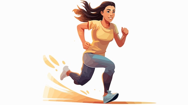 Dynamic Cartoon Vector Illustration of a Running Lady