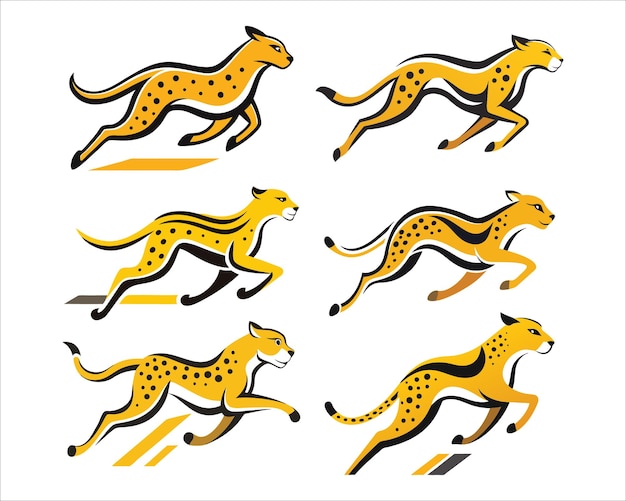 Vector dynamic cheetah running vector illustrations