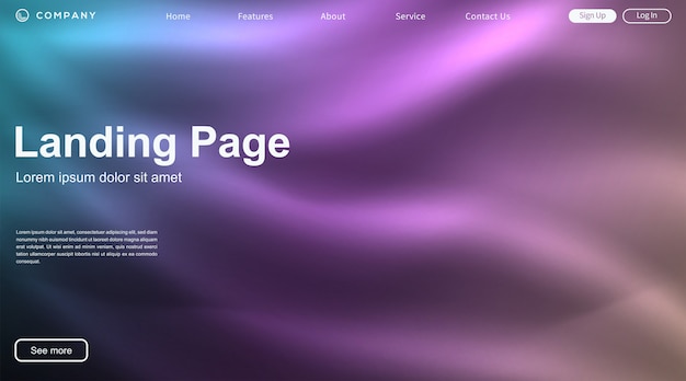 Dynamic colorful vibrant wave fluid landing page web template