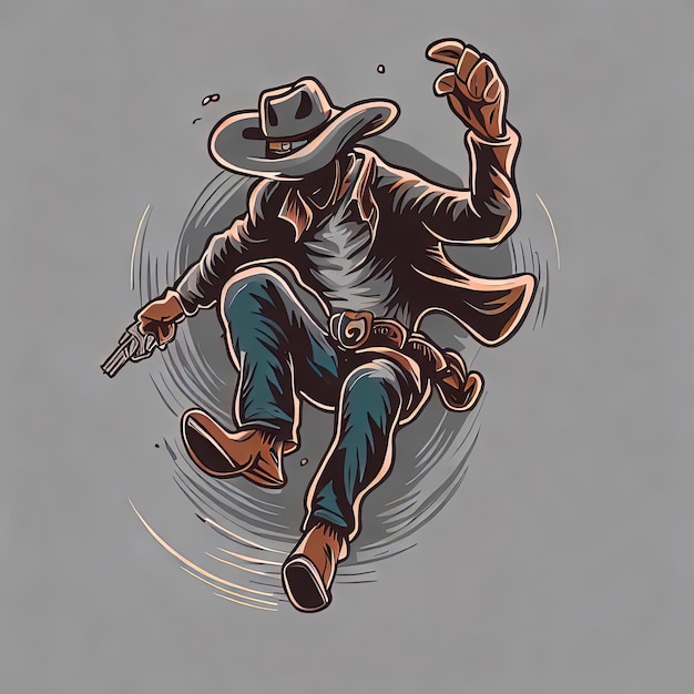 Dynamic Cowboy in Action Illustration Vector Design for Western Adventure