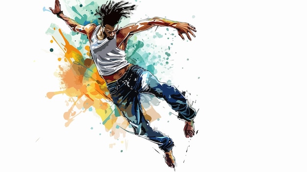 Dynamic Dancer Guy Jumping Illustration