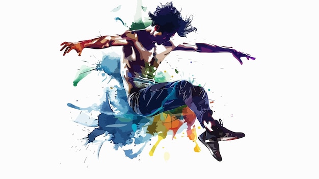 Dynamic Dancer Guy Jumping Illustration