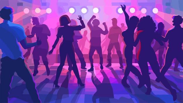 Vector dynamic disco dancing and youthful energy vector art