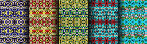 Vector dynamic ethnic pattern collection of traditional bundles