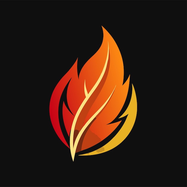 Vector dynamic fire and leaf vector logo design for ecofriendly and energy brands