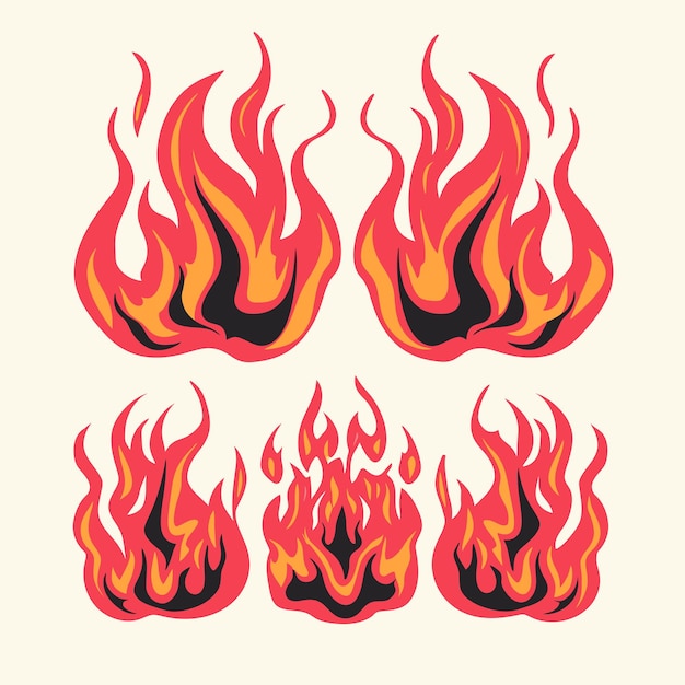 Dynamic Flame Designs Modern Fire Illustrations for TShirts Stickers amp Graphic Art