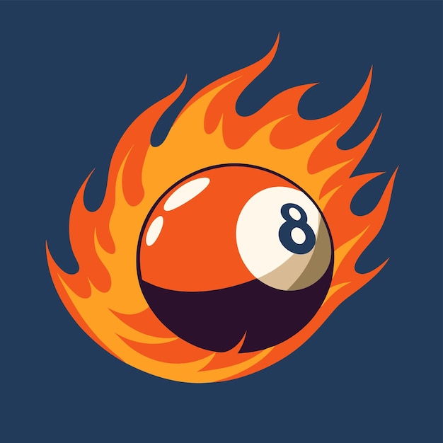 Vector dynamic flaming pool ball vector bold and eyecatching design for billiards sports