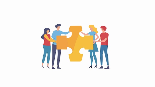 Vector dynamic flat illustration of teamwork partnership