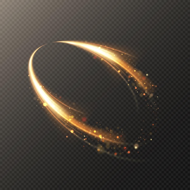 Dynamic gold lines with glow effect. Rotating shiny rings. a combination of a sparkling whirlwind.