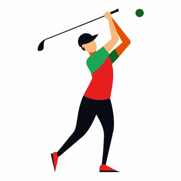 Vector dynamic golf swing silhouette vector illustration