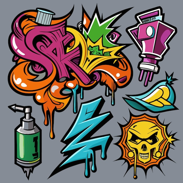 Vector dynamic graffiti spray can art with bold colors and urban flair