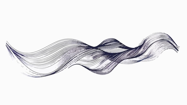 Dynamic Handdrawn Curved Line Vector Abstract Illustration