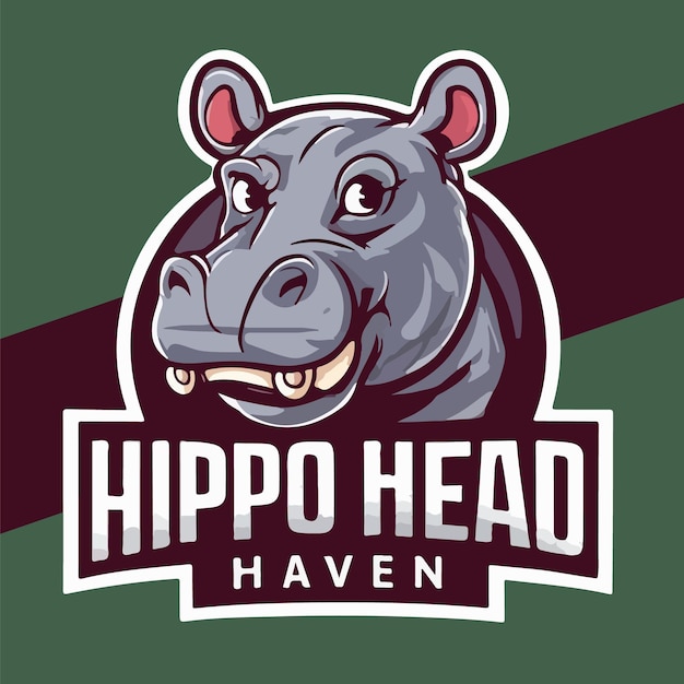 Vector dynamic hippo head mascot logo vector design