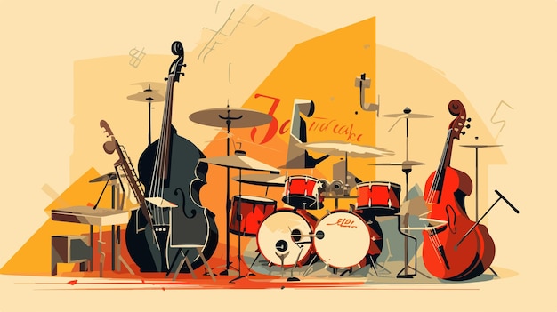 Dynamic Jazz Music Band Poster with Various Instruments