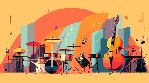 Dynamic Jazz Music Band Poster with Various Instruments