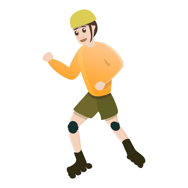 Dynamic kid move inline skates icon Cartoon of dynamic kid move inline skates vector icon for web design isolated on white background