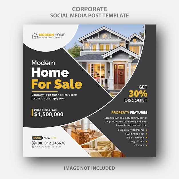 Dynamic Luxury Real Estate Modern Home Instagram Social Media Post Web Banner Template Example