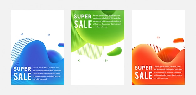 Dynamic modern fluid mobile flash Sale banners. 