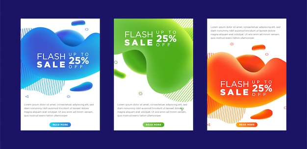 Dynamic modern fluid mobile flash Sale banners.