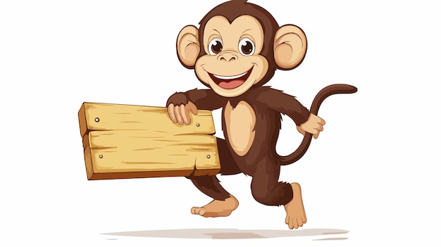 Vector dynamic monkey running with wooden arrow illustration