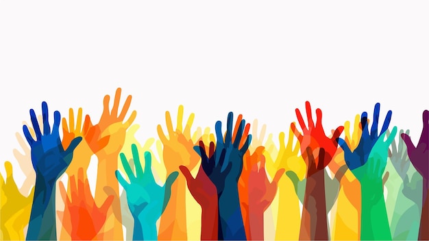 Dynamic Row of Colorful Hands Painted with Diversity Stock Photo