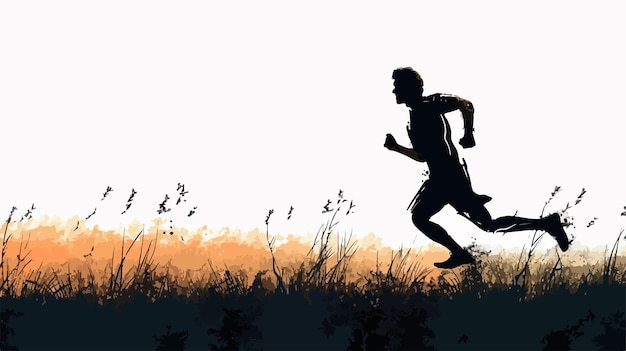 Dynamic Silhouette of a Running Man in Evening Sky