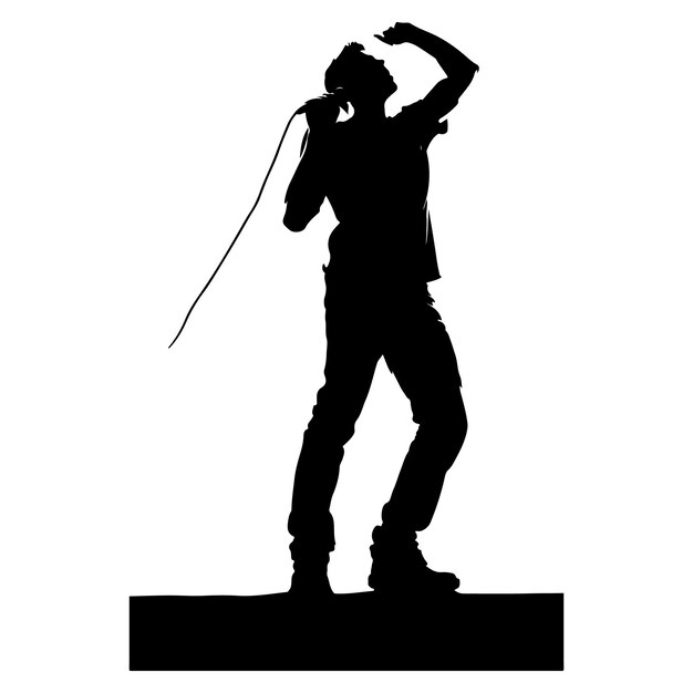 Dynamic Singer with Microphone Silhouette