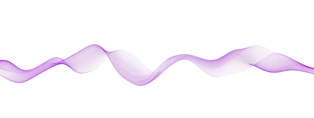 Dynamic sound wave isolated on white background Musical particle pulsing Purple energy flow concept Vector illustration