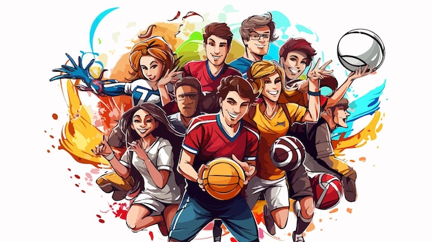 Vector dynamic sports fans logo cartoon vector illustration