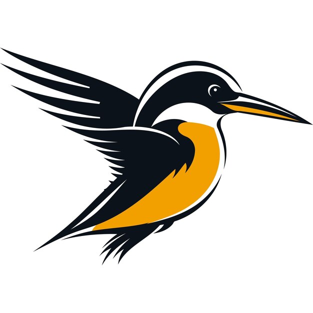 Dynamic and stylized logo featuring a kingfisher in flight perfect for natureinspired brands