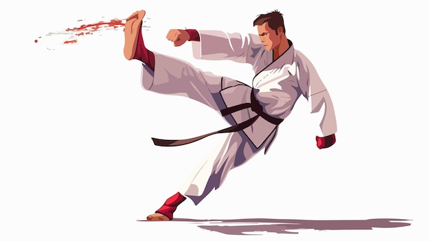 Dynamic Taekwondo Kick Cartoon Vector Illustration