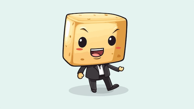 Dynamic Tofu Character in Action Cartoon Vector Design