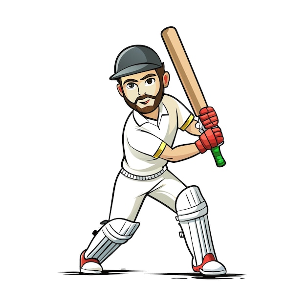 Dynamic vector illustration of a Cricket Batsman in action portrayed with the fluidity and vibrancy