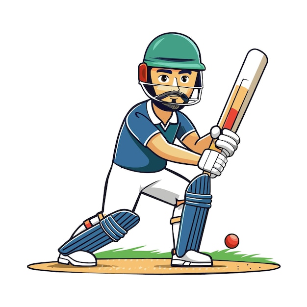 Dynamic vector illustration of a Cricket Batsman in action portrayed with the fluidity and vibrancy