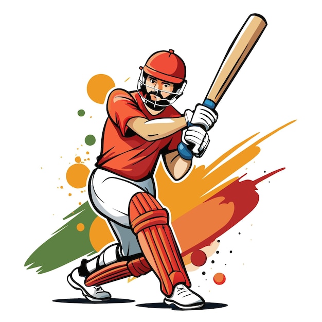 Dynamic vector illustration of a Cricket Batsman in action portrayed with the fluidity and vibrancy