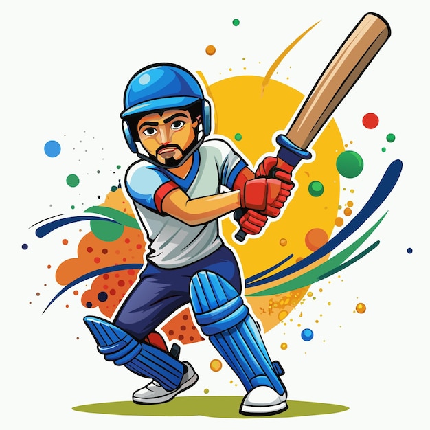 Dynamic vector illustration of a Cricket Batsman in action portrayed with the fluidity and vibrancy