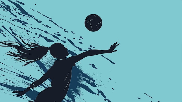 Vector dynamic volleyball player silhouette icon in vector style