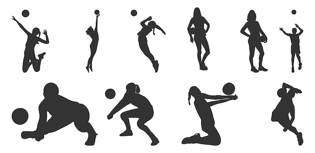 Dynamic Volleyball Silhouettes A Comprehensive Set for Sports Enthusiasts