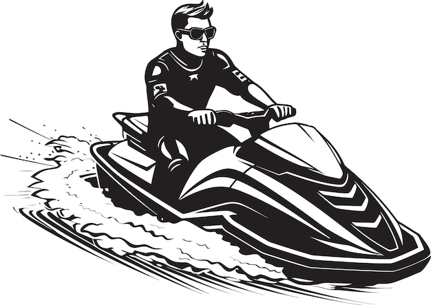 Dynamic Watersport Experience A Vector of a Jet Skiing Enthusiast